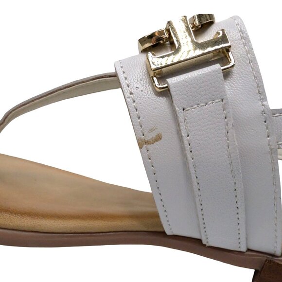 GAIA T Strap Leather Sandals Womens White Made In Italy EU 38 US 7.5 - Picture 12 of 12